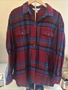 Women's Old Navy Boyfriend Shirt Plaid Button Down